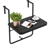 Mesa de balcón colgante plegable, colgante ajustable, altura resistente a las inclemencias del tiempo, para balaustrada, hasta 30 kg, 60 × 62,5 × 84cm