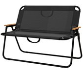 Juego de 2 bancos de jardín,bancos plegables con capacidad de carga de hasta 220 kg, para camping, terraza, malla, negro, 108 x 65 x 73 cm