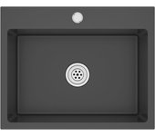 Fregadero de cocina hecho a mano 55 x 44 cm acero inoxidable negro 02_0002462