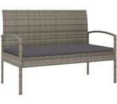 Banco de jardín mueble de exterior con cojín gris 105 cm resina tejida 02_0011506