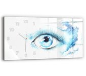 Moderno reloj de pared de cristal impreso | puntas negras | 60x30 | ojo de mar