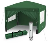 Carpa plegable gazebo 3x3m con 4 paredes, pabellón de jardín, color verde