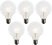Juego de 5 bombilla led regulable e27 g95 5w 450lm 2200k