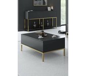 Mesa de café vespero, mesa de centro baja, revistero para sofá, estante de la sala de estar, 90x60h40 cm, antracita y oro