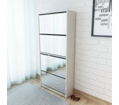 Vidaxl mueble zapatero 4 compartimentos espejo blanco 63x17x134 cm