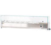 Cleiton® vitrina de ingredientes refrigerada 160x33x44 cm de acero inoxidable 8 cubetas gn 1/4 | nevera de ingredientes con termostato digital dixell