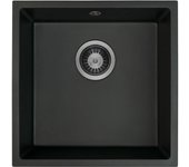 Granitemy universal fregadero de granito negro 40x40 cm negro para montaje superior, bajo encimera y a ras de encimera con tapón de metal gun 1208967