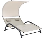 Maison exclusive - tumbona doble con toldo textilene color crema