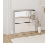 Vidaxl mueble zapatero con espejo 2 niveles gris hormigón 63x17x67 cm