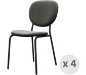 Anais-silla terciopelo gris carbón y metal negro (x4)