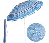 Sombrilla playa 180/200/220cm, sombrilla playa grande con protección uv, ventilación y bolsa de transporte, antiviento plegable, base no incluida