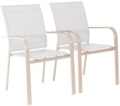 Silla de jardín apilable de aluminio y textileno, set de 2, buffalo, beige, 64.5x45.5x89.5 cm