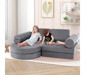Sofá modular infantil 13 piezas sofá seccional convertible para niños guardería gris