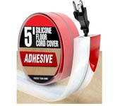 Cubrecables de suelo de 5 m x 65 cm - conducto de silicona autoadhesivo - protege los cables del suelo fácil de cortar e instalar (blanco)