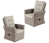 Pack 2 sillones para exterior, aluminio, aluminio y ratán sintético plano, color marrón, sillon:70x72x93