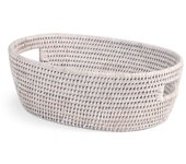 Cesta de ratán blanqueado h&h con asas ovaladas cm 33x24x10