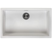 Fregadero grande blanco 70x40cm bajo encimera, sobre encimera y enrasado con tapón de acero inoxidable 1208956402