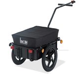 Remolque de bicicleta homcom acero y tela oxford negro 144x59x80cm