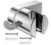 Soporte para cabezal de ducha con herrajes de montaje, soporte de ducha con tornillos, cromado, compatible con la mayoría de las mangueras de ducha.