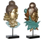 Figura decorativa dkd home decor 22 x 8 x 42,5 cm negro dorado buda turquesa oriental (2 unidades) 8424002055776 s3043280 dkd ho
