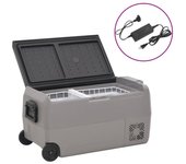 Vidaxl nevera con ruedas y adaptador pp y pe negro y gris 50 l