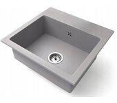 Fregadero cocina gris 41,5x44,2cm, fregadero granito 1 seno + sifón