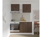Set cocina haaus karo v4, roble bronce/blanco, encimera thermo 28 mm, l 140 cm
