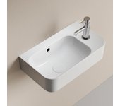 Emke lavabo de pared para baño 450x265x156 mm, lavamanos rectangular de cerámica, orificio para grifo a la derecha, blanco brillante