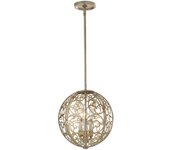 Elstead arabesque 3 ljus tak ljuskrona hängande ljus silver blad, e14
