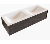 Mondiaz lush 120cm mueble de baño color dark brown con 1 cajón. con lavabo cloud doble 2 orificios color talc