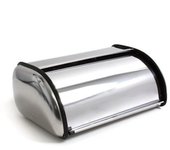 Panera de metal con tapa abatible 35,5 x 23 x 15,5 cm, contenedor para pan metálico, recipiente con tapa y asa para almacenar pan, sobremesa,