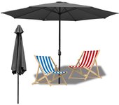 Sombrilla de jardín 270 cm, uv30+, sombrilla de exterior, sombrilla de patio, manivela, gris, sombrilla hawaiano