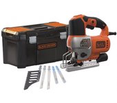 Sierra de calar pendular con cable 650 vatios - black+decker - 5 accesorios + caja de herramientas - bes610ka5-qs