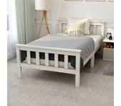 Cama individual de madera para niños 90 x 200 cm - somier de láminas - blanco