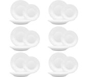 Vajilla pengo 18 piezas porcelana blanca compuesta por: 6 platos llanos 25,5x23 cm h 6 platos hondos 22,5x36 cm h 6 platos de fruta 20,2x1 cm