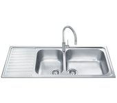 Fregadero de inox 116x50 cm con escurridor a la izquierda.