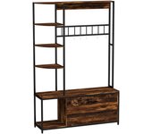 Perchero zapatero homcom melamina de madera, acero marrón oscuro 120x35x180 cm