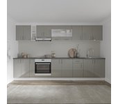 Set cocina haaus karo v32, gris brillante/blanco, mdf, encimera thermo 28 mm, l 340 cm