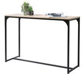 Consola de entrada estilo industrial colección ranong - estructura de metal negro y tablero en color roble claro.