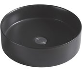 Ondee - lavabo redondo para colocar blaka - negro - 39,5cm -ceramica - sin rebosadero