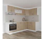 Set cocina haaus karo v34, madera natural/blanco, encimera thermo 28 mm, l 240 x 140 cm