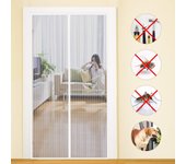 Mosquitera magnética para puerta blanca de 100 x 220 cm, cortina antimoscas con cierre automático, tira adhesiva de malla ultrafina, fácil instalación