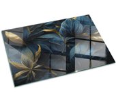 Placa de cristal para chimenea, zócalo protector de chimenea, diseño moderno | 120x80 | rectángulo | hojas elegantes en textura.