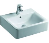 Lavabo ideal standard connect, 1 agujero para grifo, con rebosadero, 500x460x175mm, e7138ma, color: blanco con ideal plus