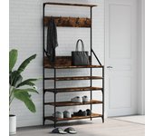 Vidaxl perchero con zapatero roble ahumado 90x34x184 cm
