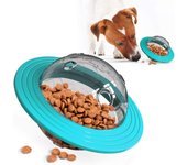 Juguetes interactivos para perros, pelota de snack para perros, juguete dispensador de comida para perros (azul)