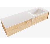 Mondiaz lush 150cm mueble de baño color washed oak con 2 cajones. con lavabo cloud derecho 1 orificio color talc