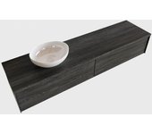 Mondiaz lush 180cm mueble de baño antracite con 2 cajones. con lavabo izquierda 1 orificio blanco brillo
