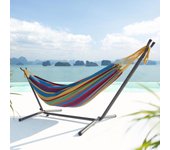 Copacabana hamaca con lona de tejido multicolor y soporte de 2,6 m arco iris