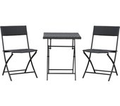 Conjunto de bistró de polirratán para 2 personas, muebles de jardín compactos, mesa y sillas plegables, resistente a la intemperie